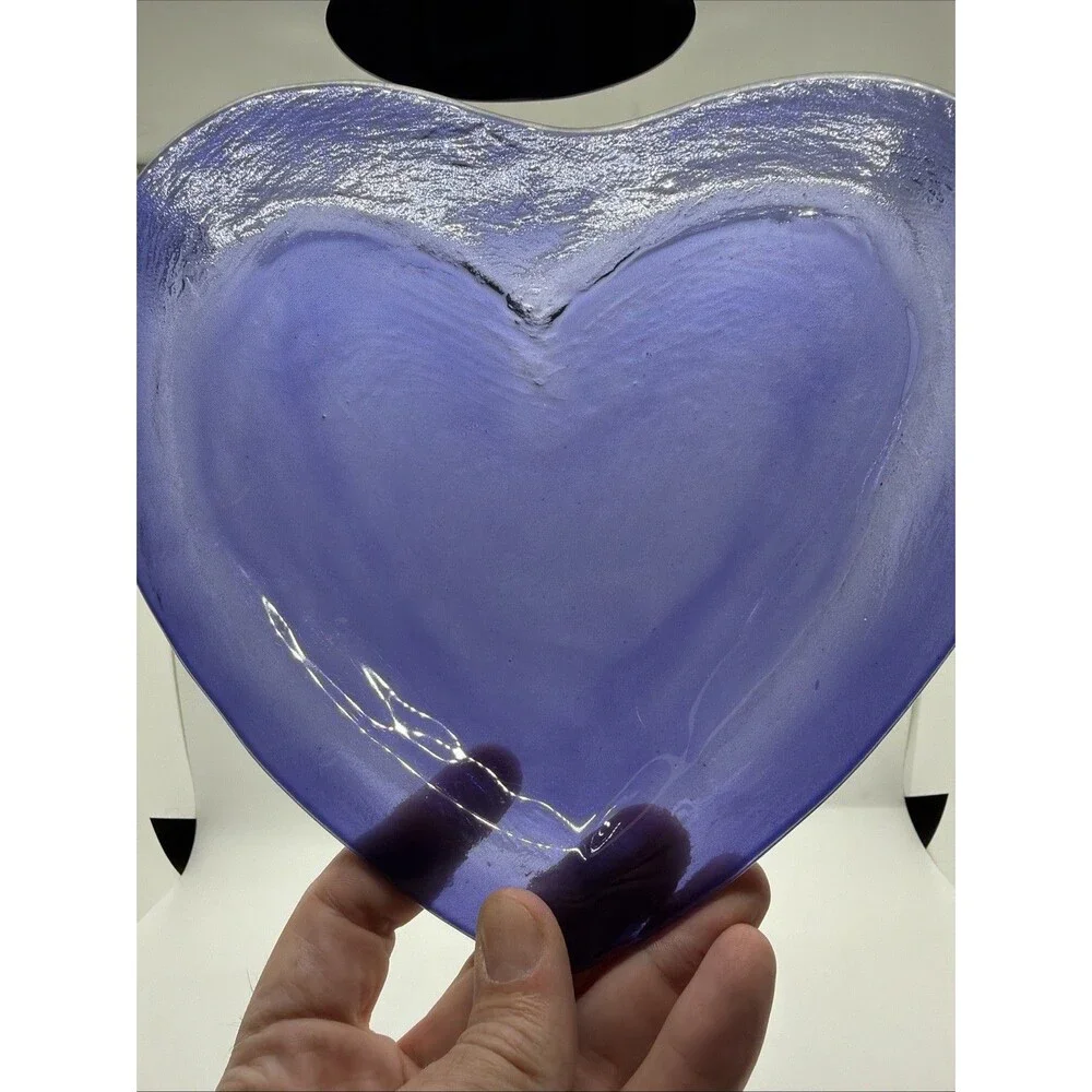 Vintage Annieglass 1995 Signed Fused Art Glass Purple Heart Bowl Valentine